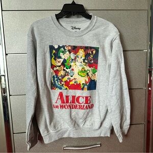 Disney Gray Crewneck Alice in Wonderland Sweater